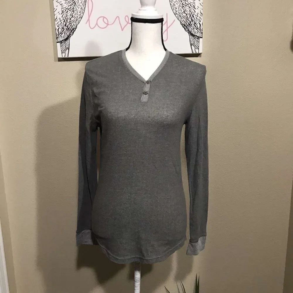 BDG long sleeve shirt thermal Henley gray